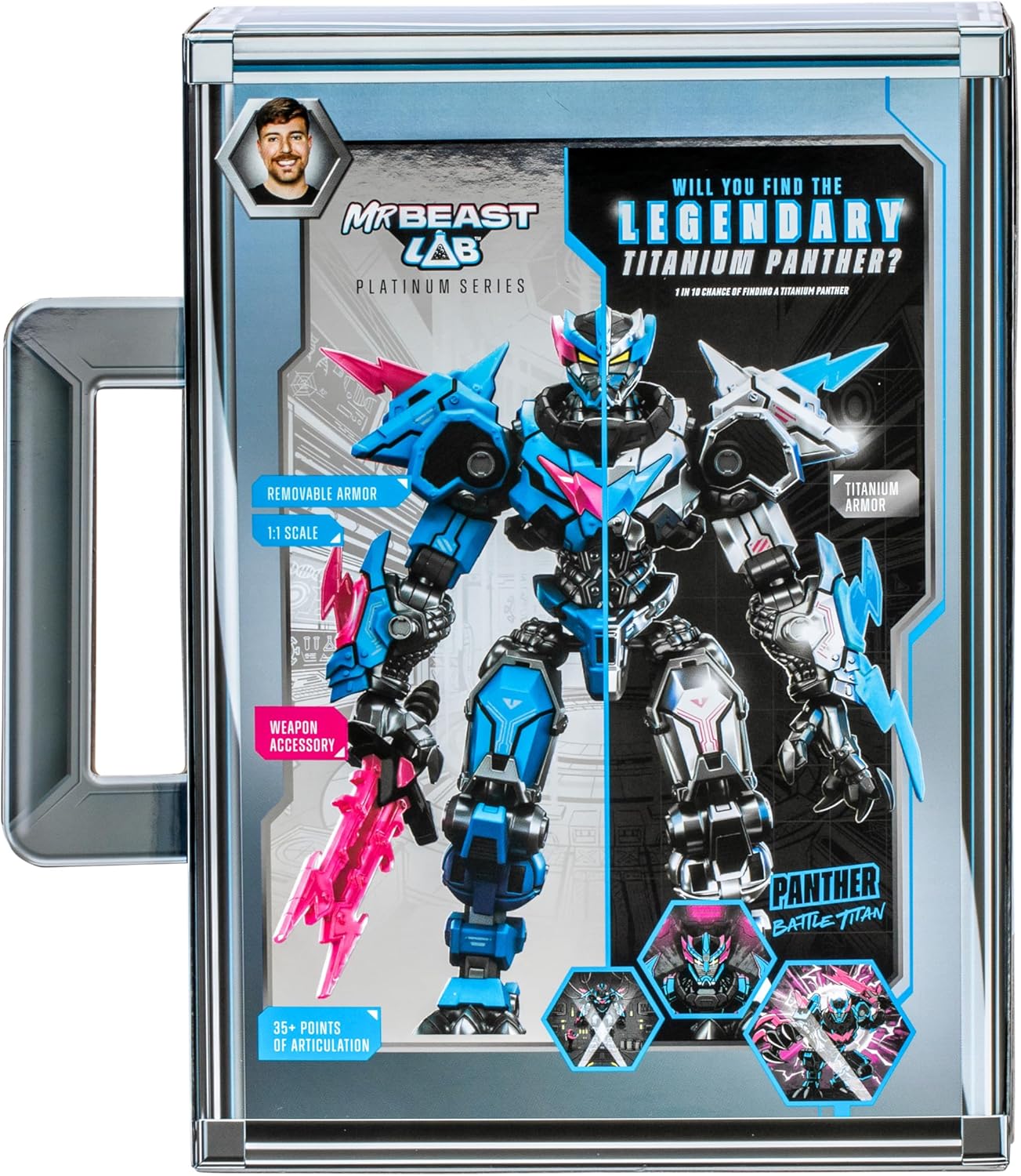 Detalle de MrBeast Lab Collection Platine – Panthère Titan de Combat 16,5 cm