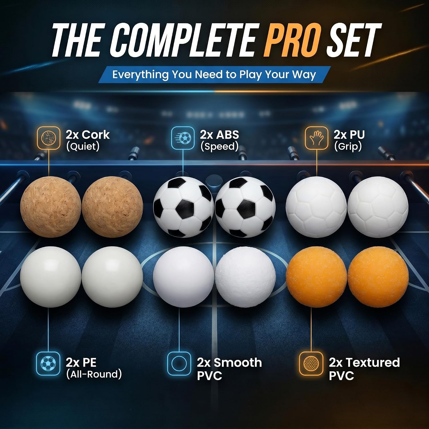 Thumbnail 6 de GOODS+GADGETS® 12x Speedball Foosball Balls, 35 mm, six playing types