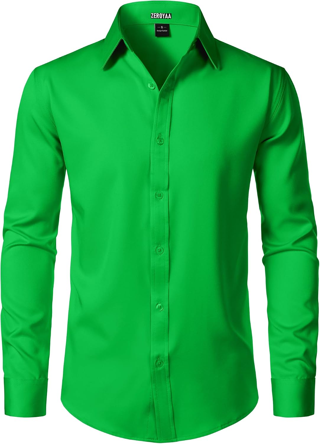 Detalle de ZEROYAA Men's Wrinkle-Resistant Long-Sleeve Dress Shirt, Stretch Modern Slim Fit