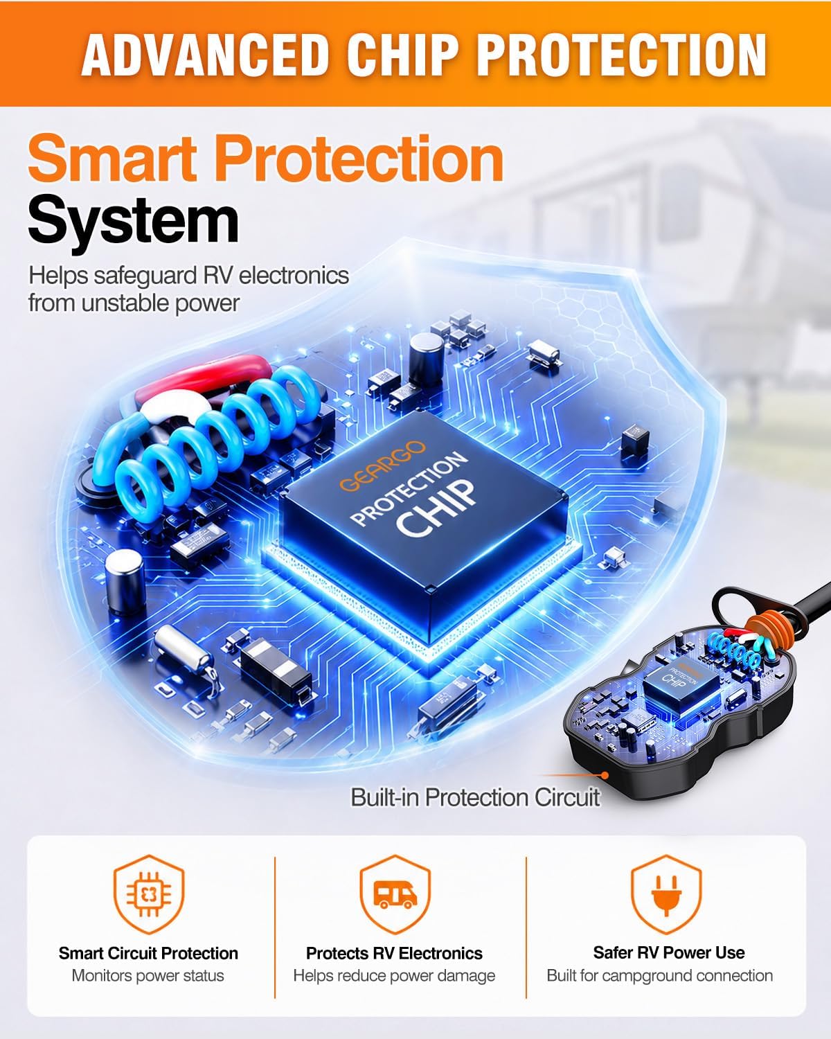Thumbnail 6 de GEARGO 2026 RV Surge Protector 30A with 15000J, IP68 Full-Coverage Auto Shutoff