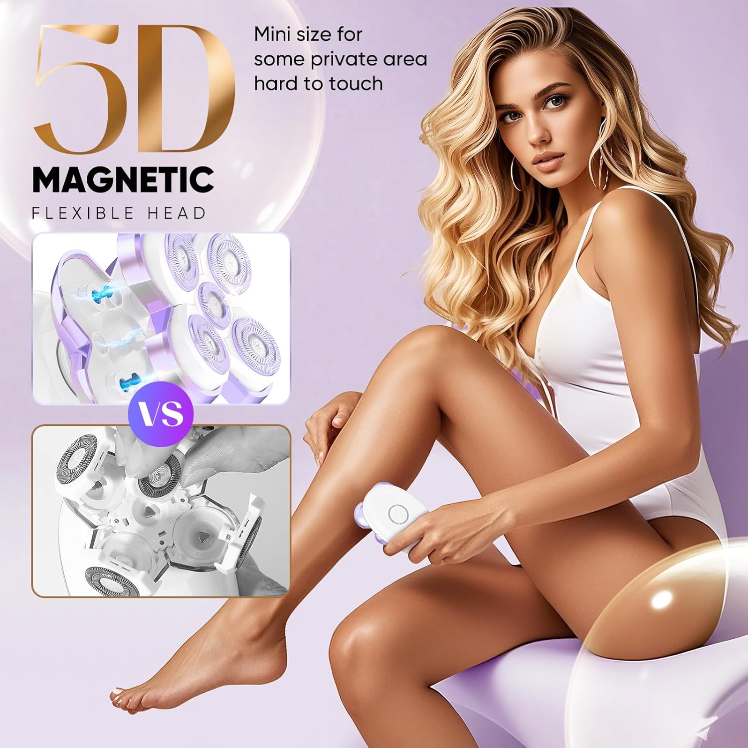 Thumbnail 2 de Electric Razors for Women - Upgraded Magnetic Electric Shaver (Purple)