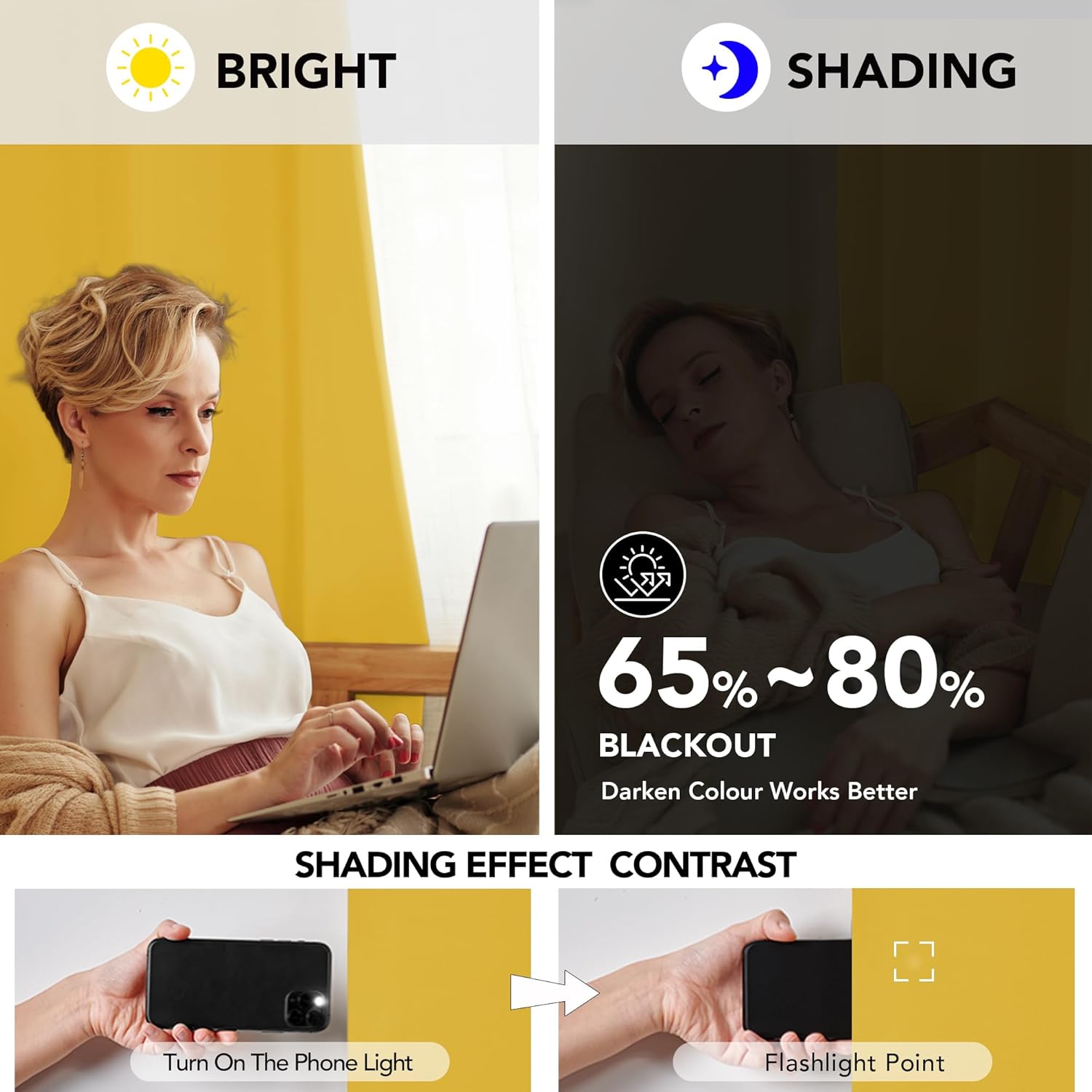 Thumbnail 4 de Deconovo Blickdichter Ösen-Vorhang fürs Kinderzimmer (Thermogardine) Senfgelb, 220x140 cm – 2er Set