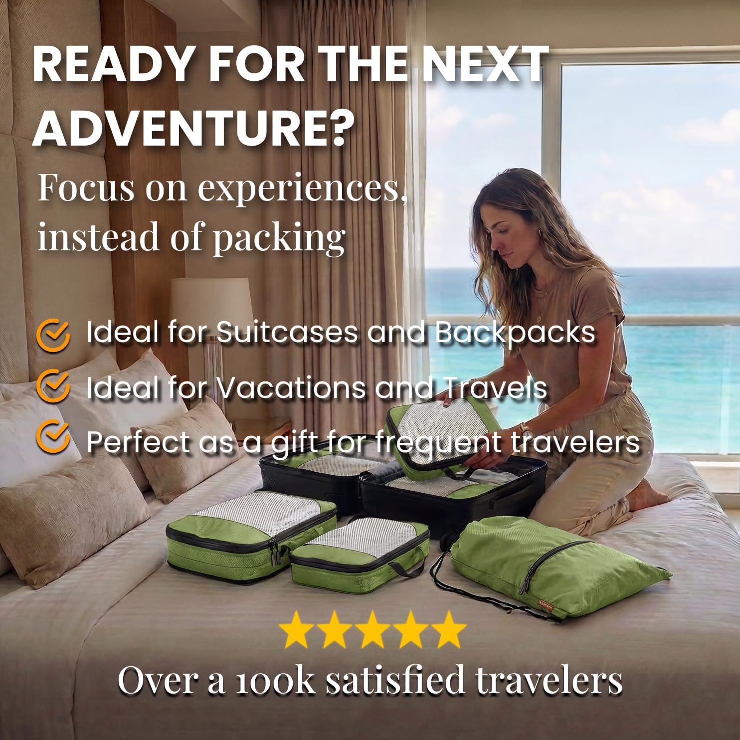 Detalle 2 de Compression Packing Cubes for Backpack and Suitcase with Compression Cubes (3-pack) for Travel & Cruise Essentials