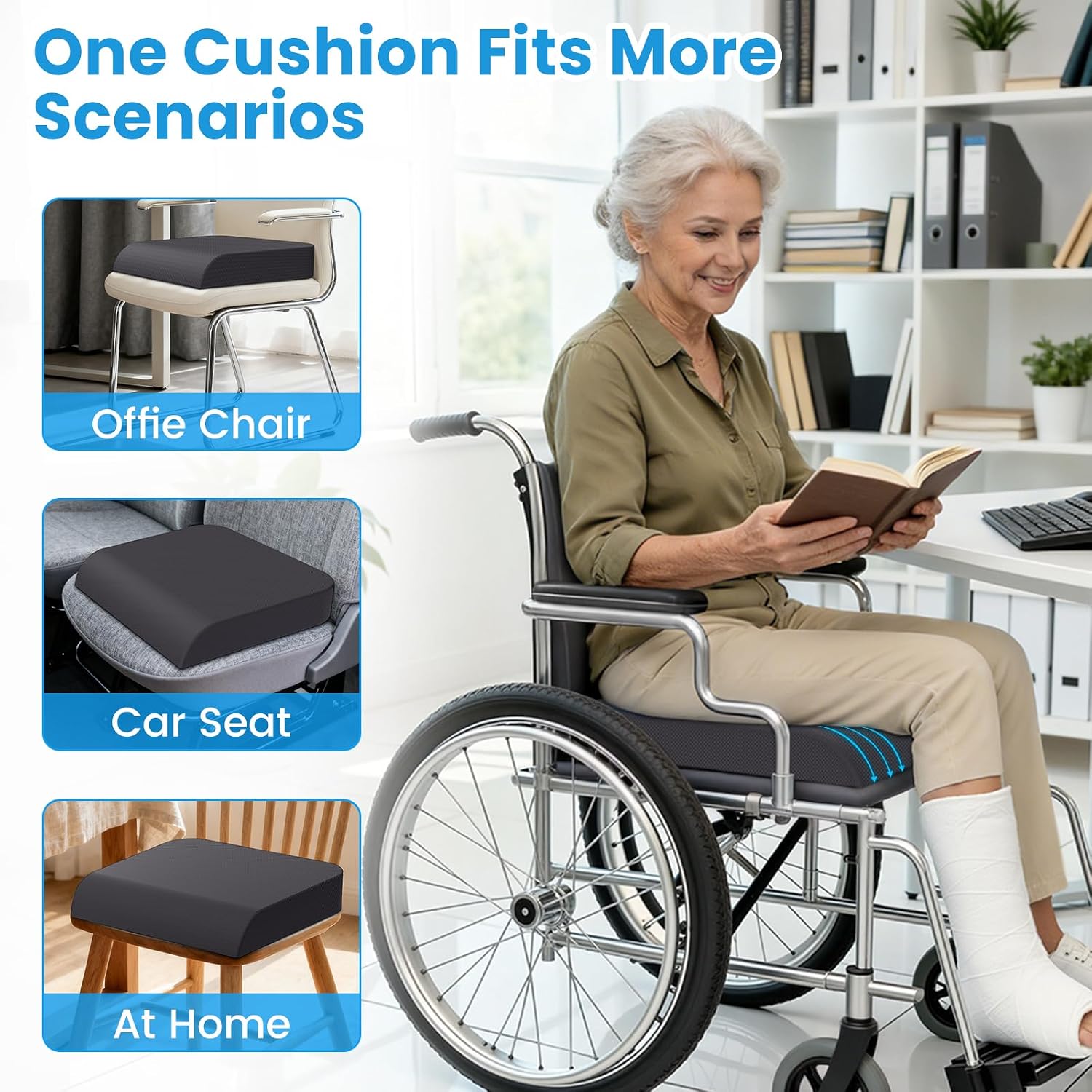 Thumbnail 3 de ComfyInLove Wheelchair Seat Cushion with Cooling Gel, Memory Foam & Washable Cover