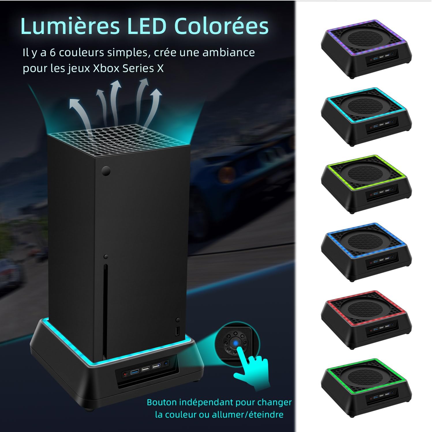 Thumbnail 5 de Mcbazel support de refroidissement pour Xbox Series X avec lumière RVB et ports USB