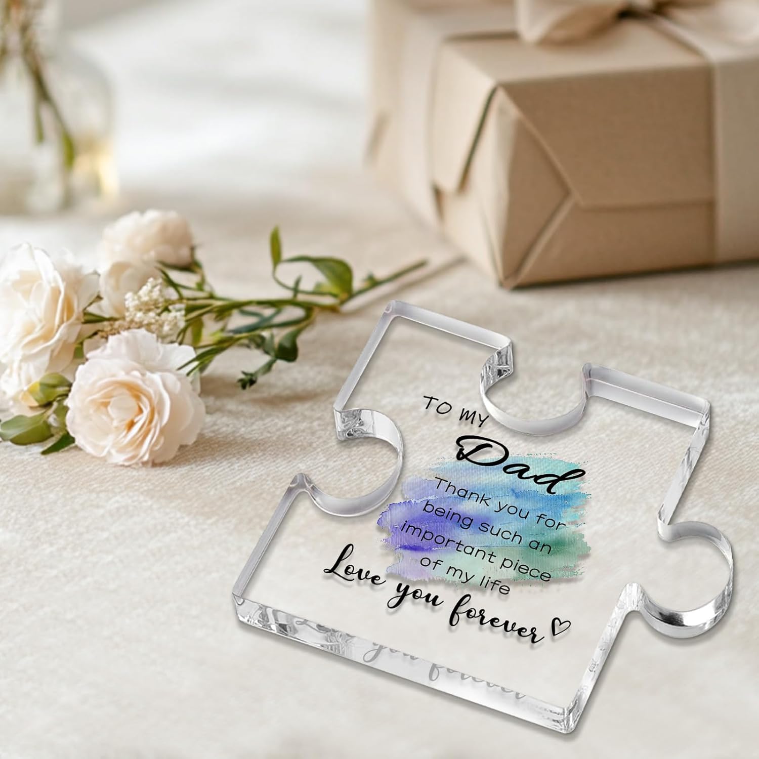 Thumbnail 6 de Dad Gifts from Daughter and Son: 4x4 inch Acrylic Puzzle Plaque for Dad