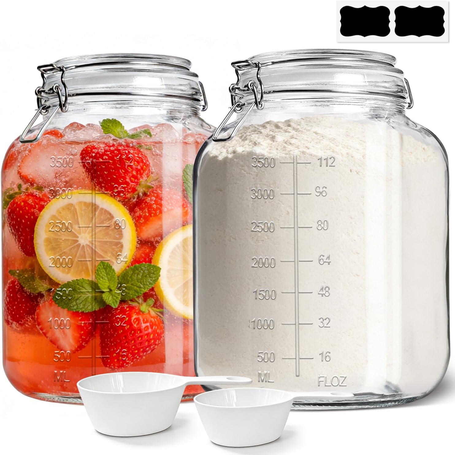Detalle de KTMAMA Glass Storage Jars 1.1 Gallon