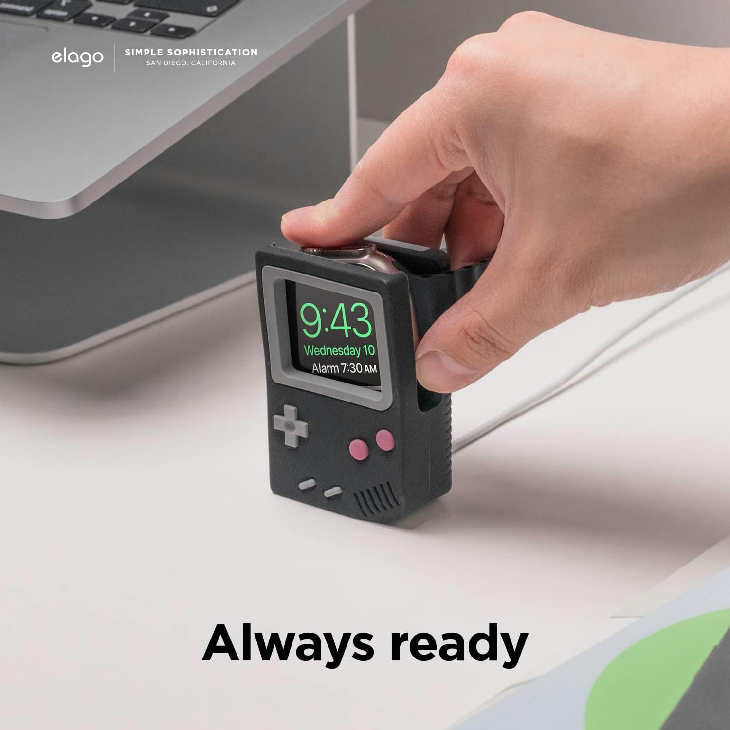 Thumbnail 4 de elago W5 Classic Game Console Apple Watch Stand (for Ultra & 49–42mm models) – Light Grey, Nightstand Mode compatible