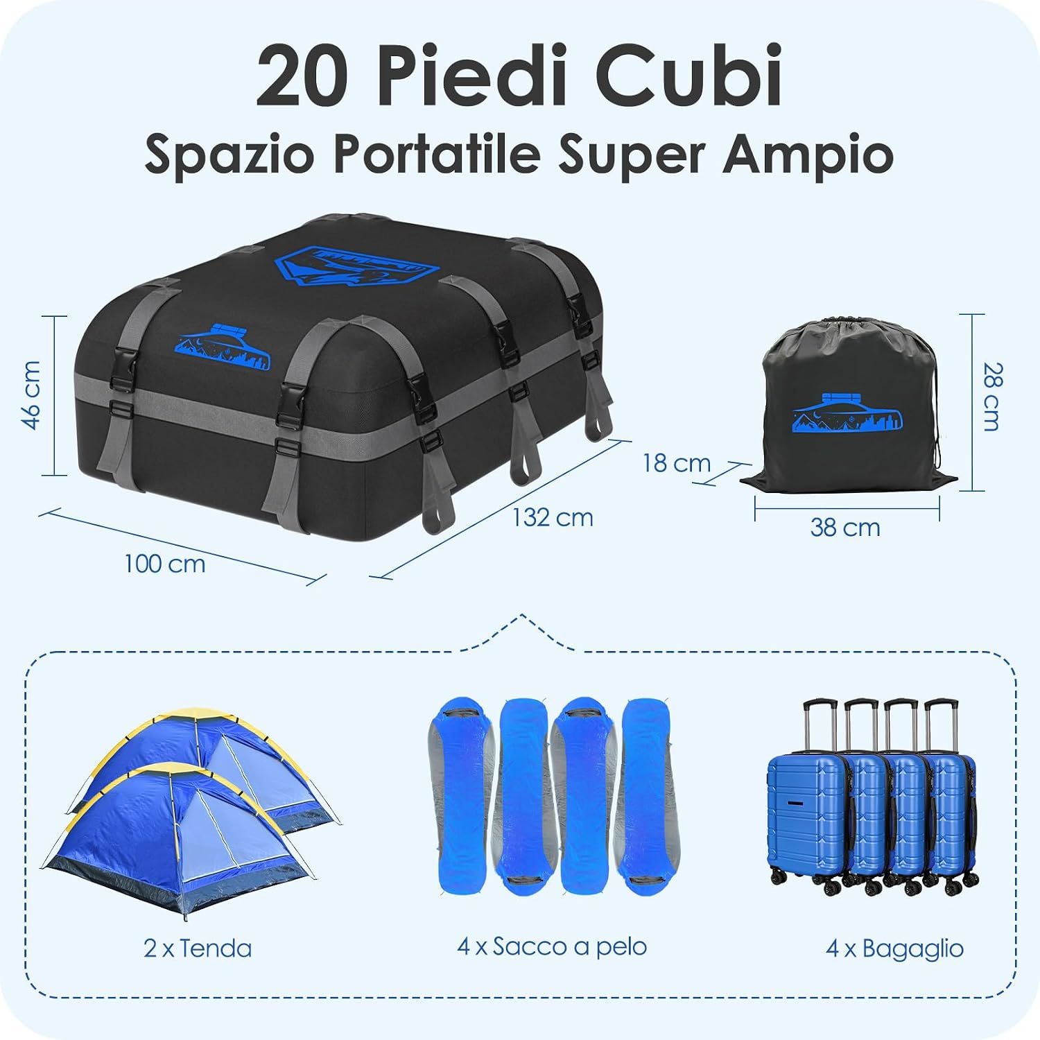 Detalle de Rymopuey Box Tetto Auto 566L baule morbido pieghevole