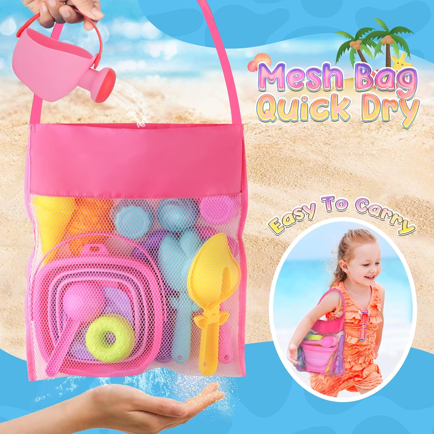 Thumbnail 4 de Joyreal 46-piece Ice Cream Beach Toys set with collapsible bucket, spade and sand pit tools
