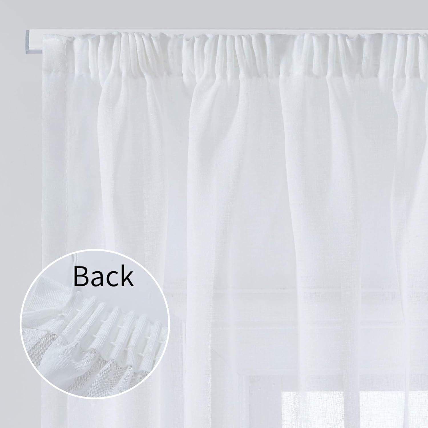 Thumbnail 2 de Deconovo Cortinas Translucidas Decorativas 2p 140x145cm Blanco 🏠