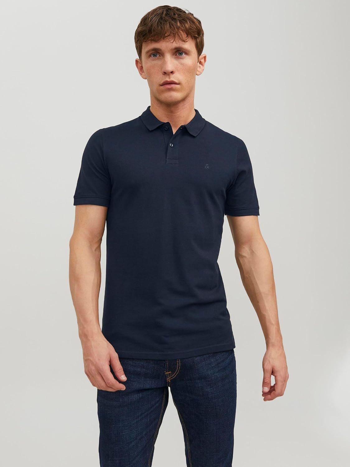 Detalle de JACK & JONES Herren Poloshirt Einfarbig aus Baumwolle