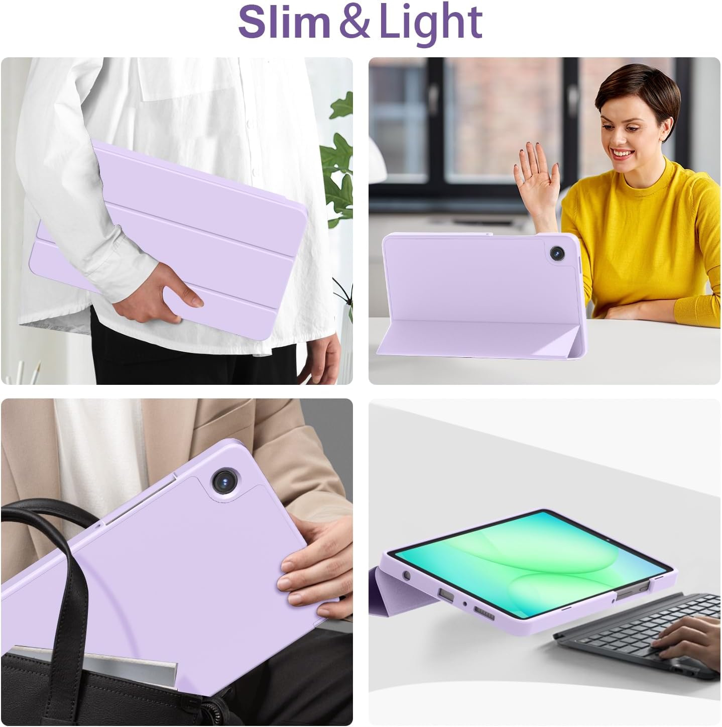 Thumbnail 5 de Sonlaryin Case for Samsung Galaxy Tab A11/A9 8.7in (2025/2023) – Two-Angle Trifold Stand, Light Purple