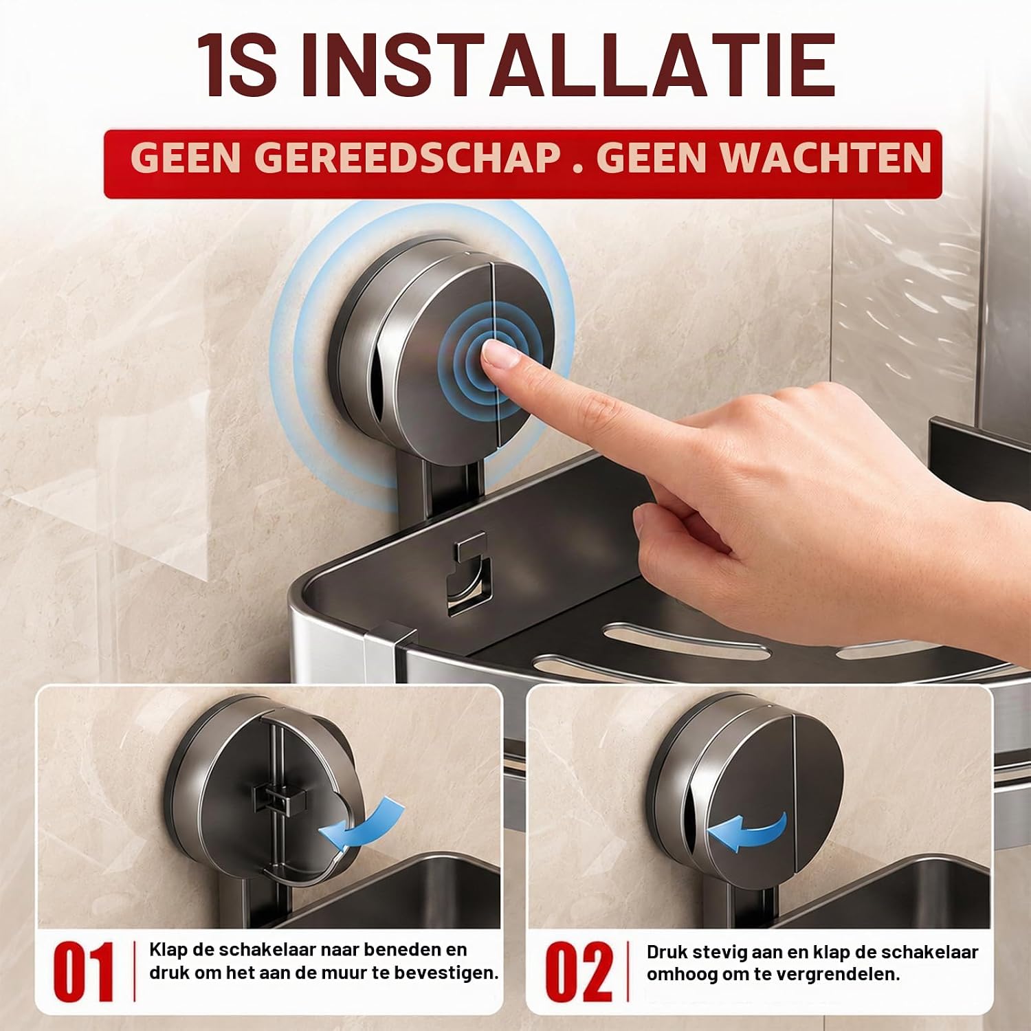 Detalle de Weabisoo shounajia doucheplank met zuignappen, handdoekstang en 4 haken