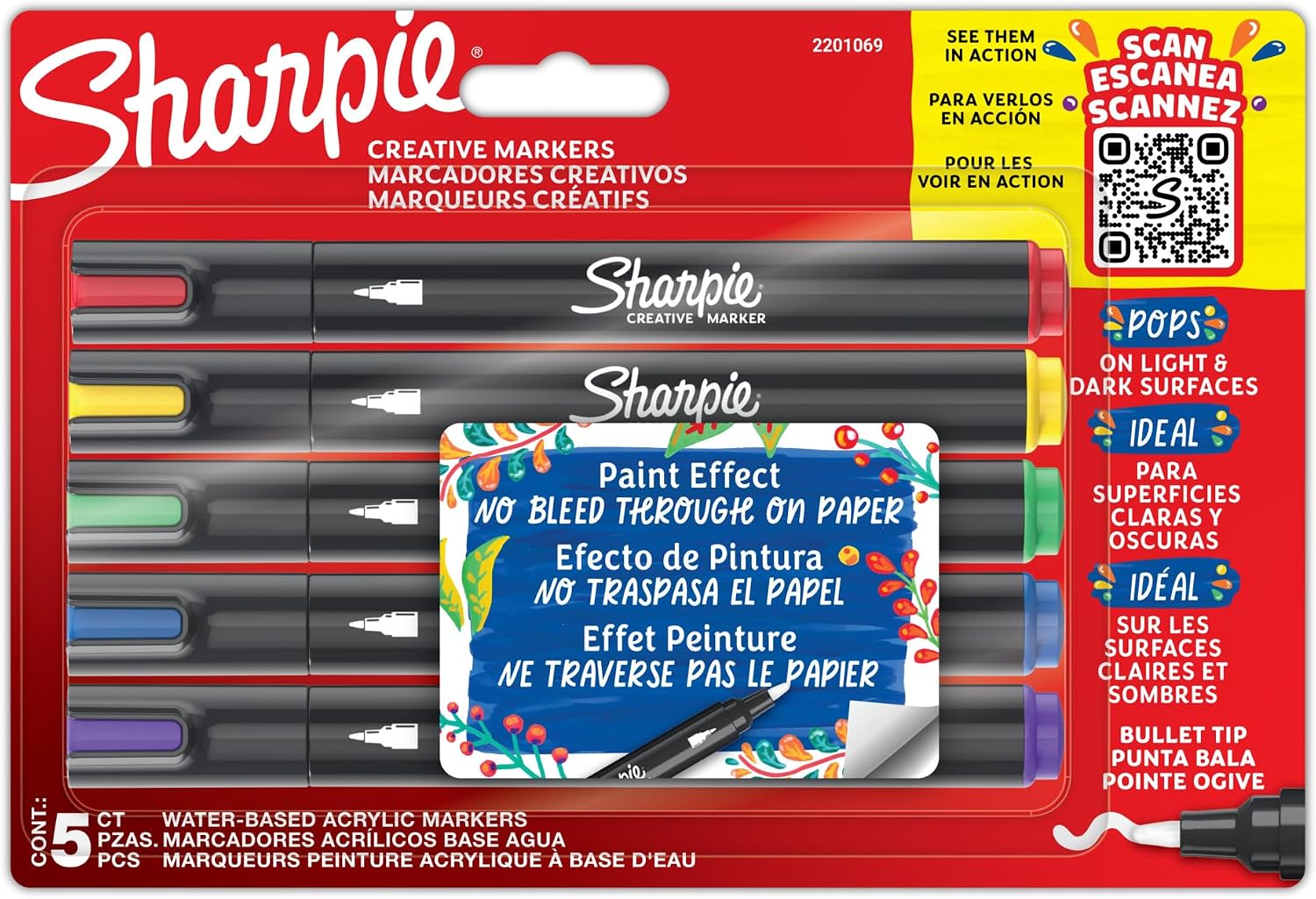 Thumbnail 6 de Sharpie acrylmarkers met penseelpunt, 12 kleuren op waterbasis