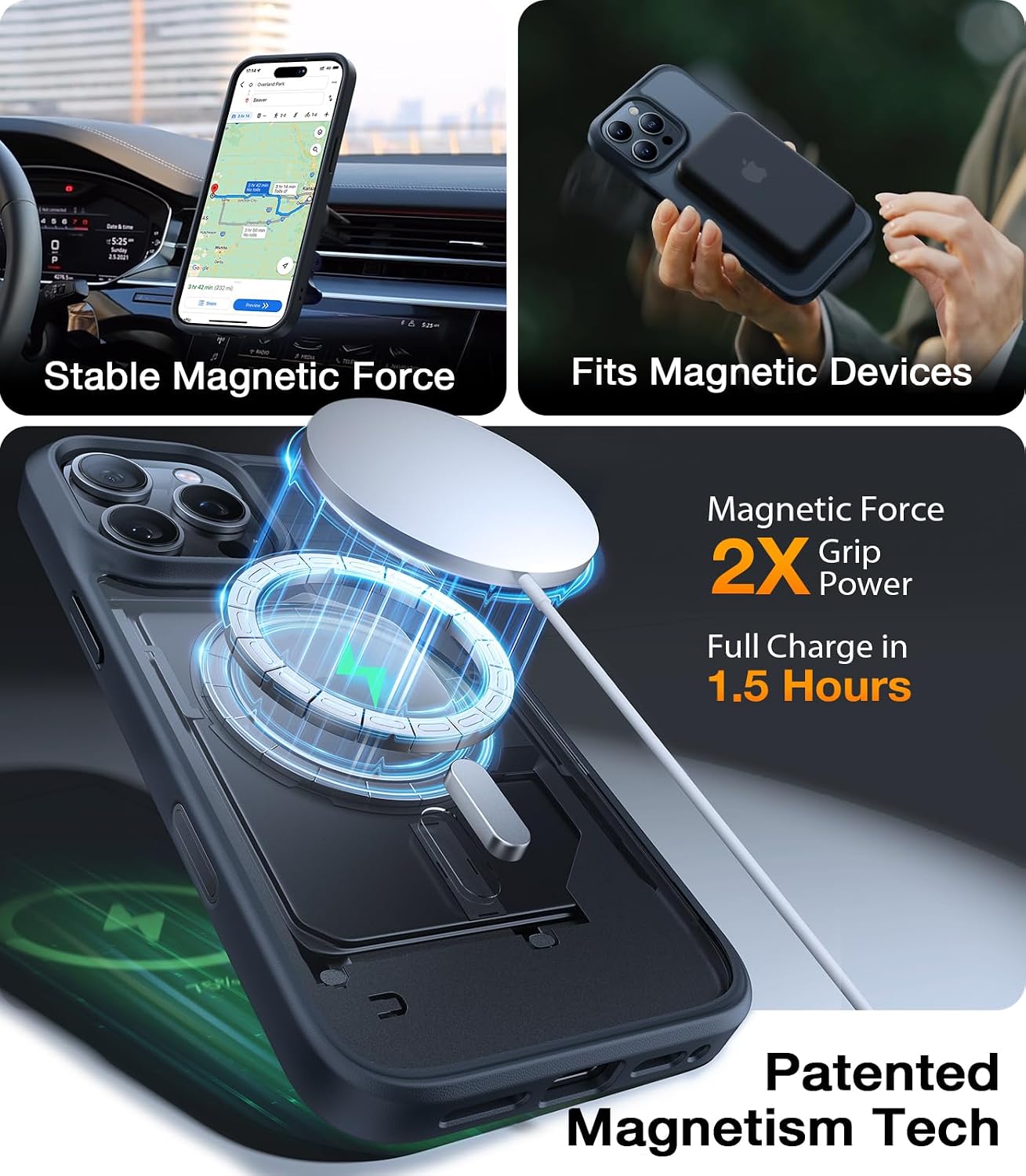 Detalle 2 de TORRAS iPhone 16 Pro Case with MagSafe (Magnetic), 12FT Military-Grade Shockproof, Slim Matte Black