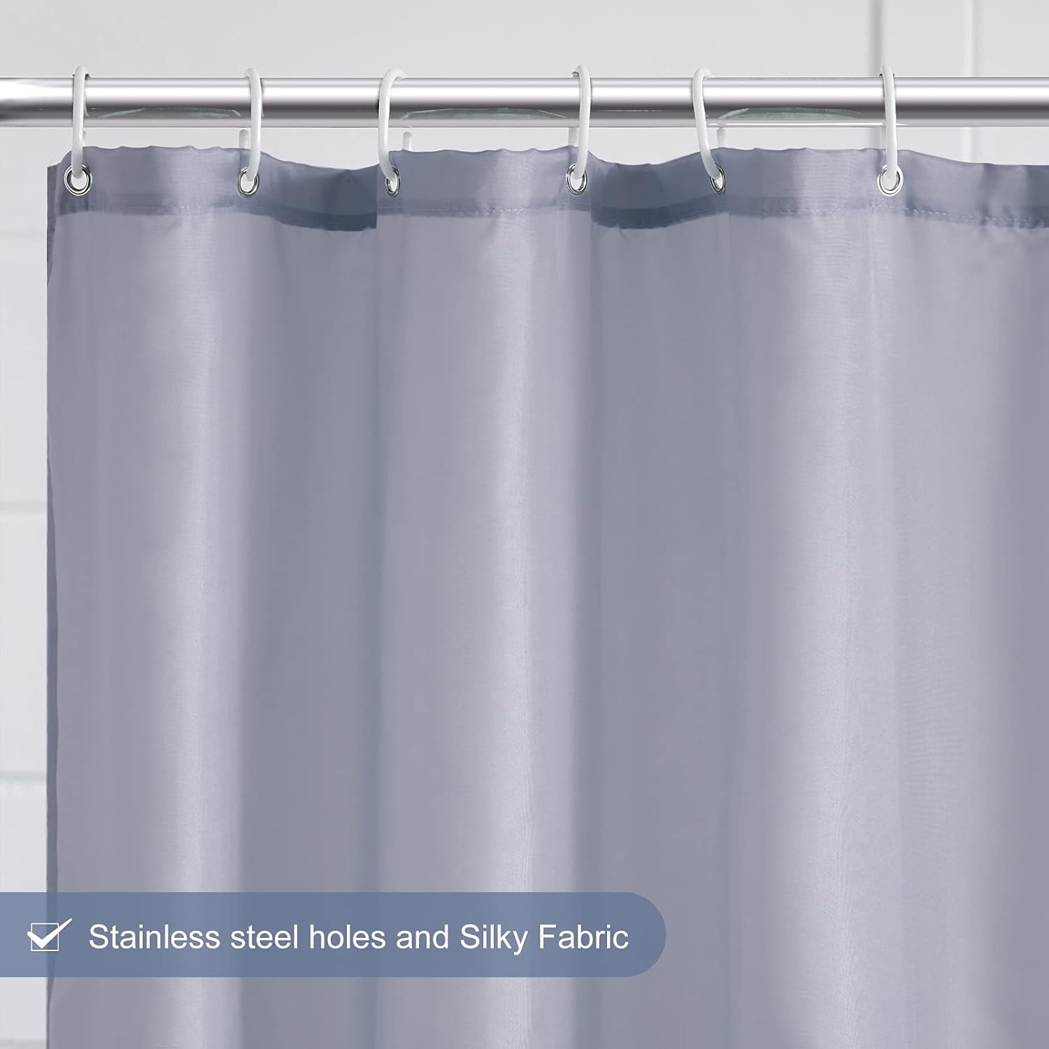 Detalle de Furlinic Tenda Doccia Antimuffa in Poliestere 200x200 cm – Blu, 12 ganci, impermeabile e lavabile