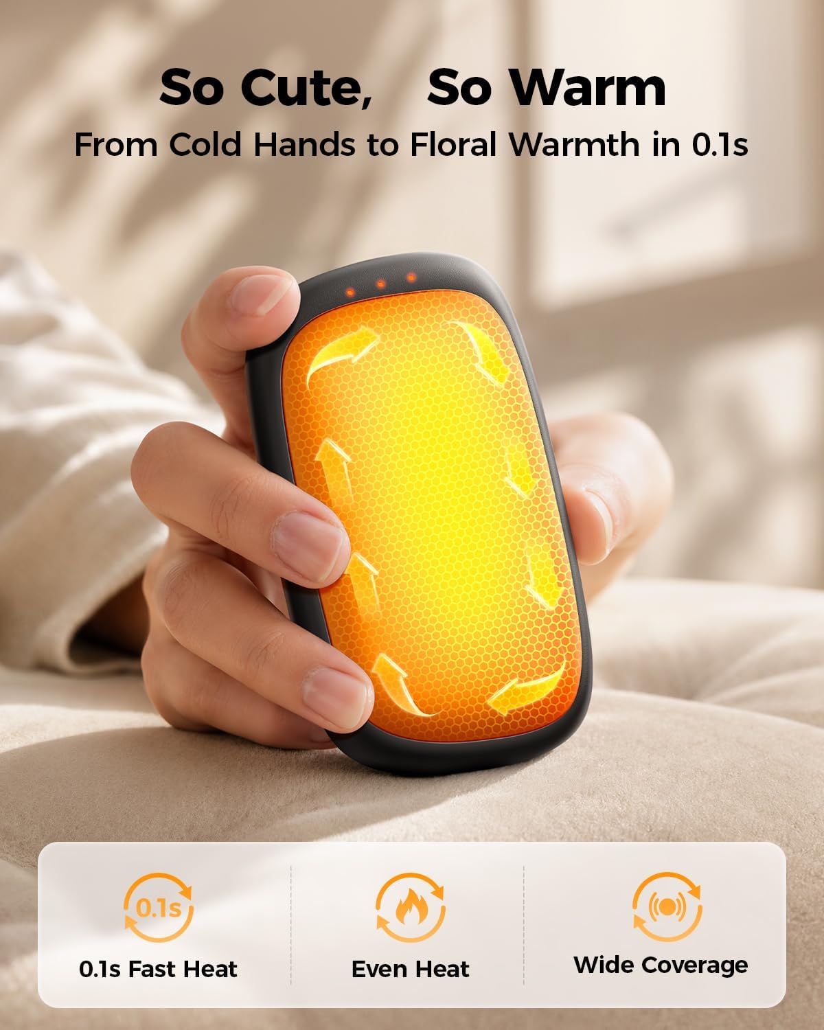 Detalle de Bearwind Rechargeable Hand Warmers, 2-Pack with Floral Design and Magnetic Connection