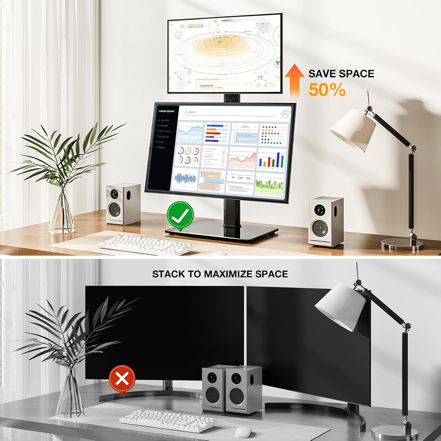 Thumbnail 6 de 5Rcom Supporto Doppio Monitor 13-38"