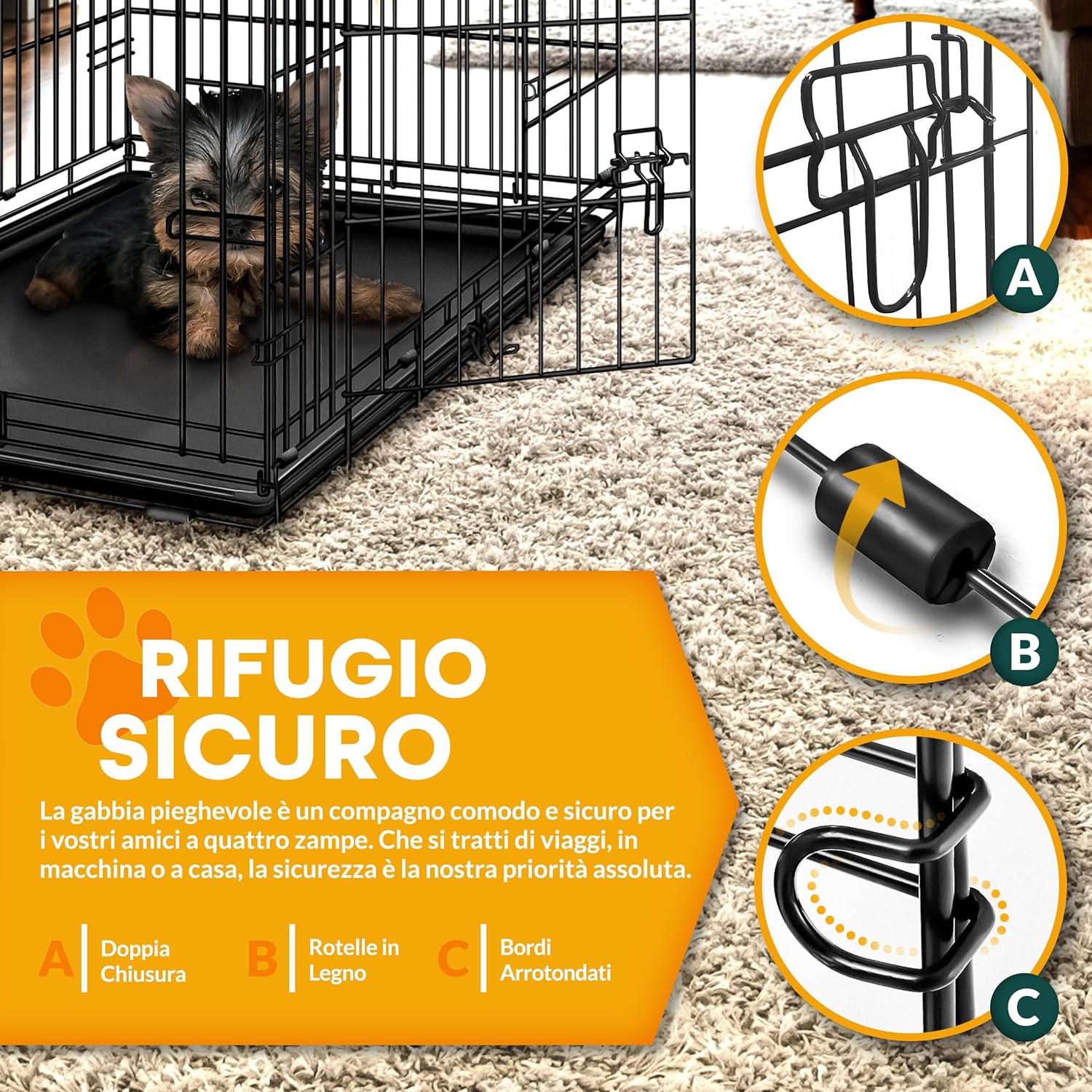 Thumbnail 2 de TRESKO Gabbia Pieghevole XXL 122x74,5x80,5 cm