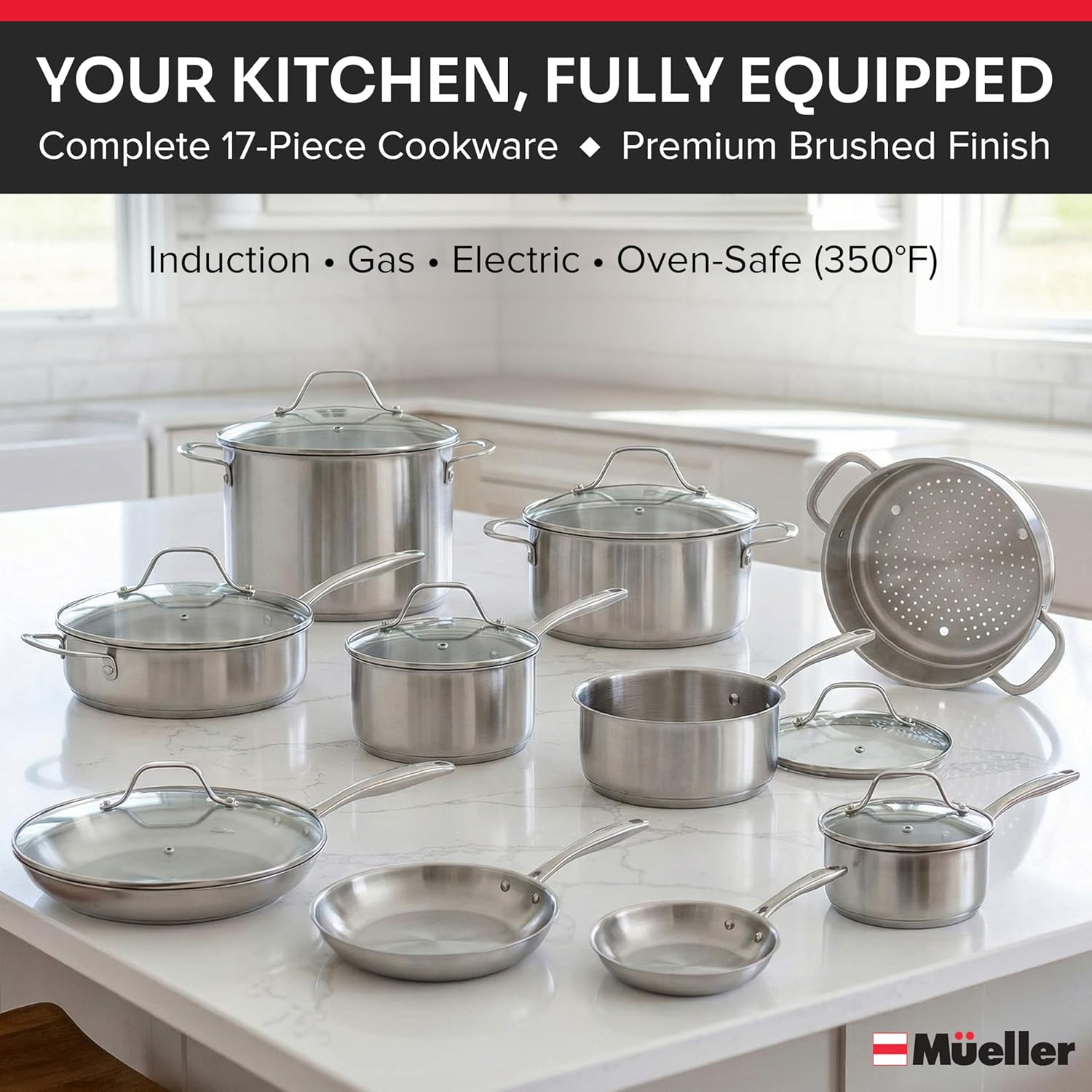 Thumbnail 1 de Mueller Ultra-Clad Pro 17-Piece Cookware Set