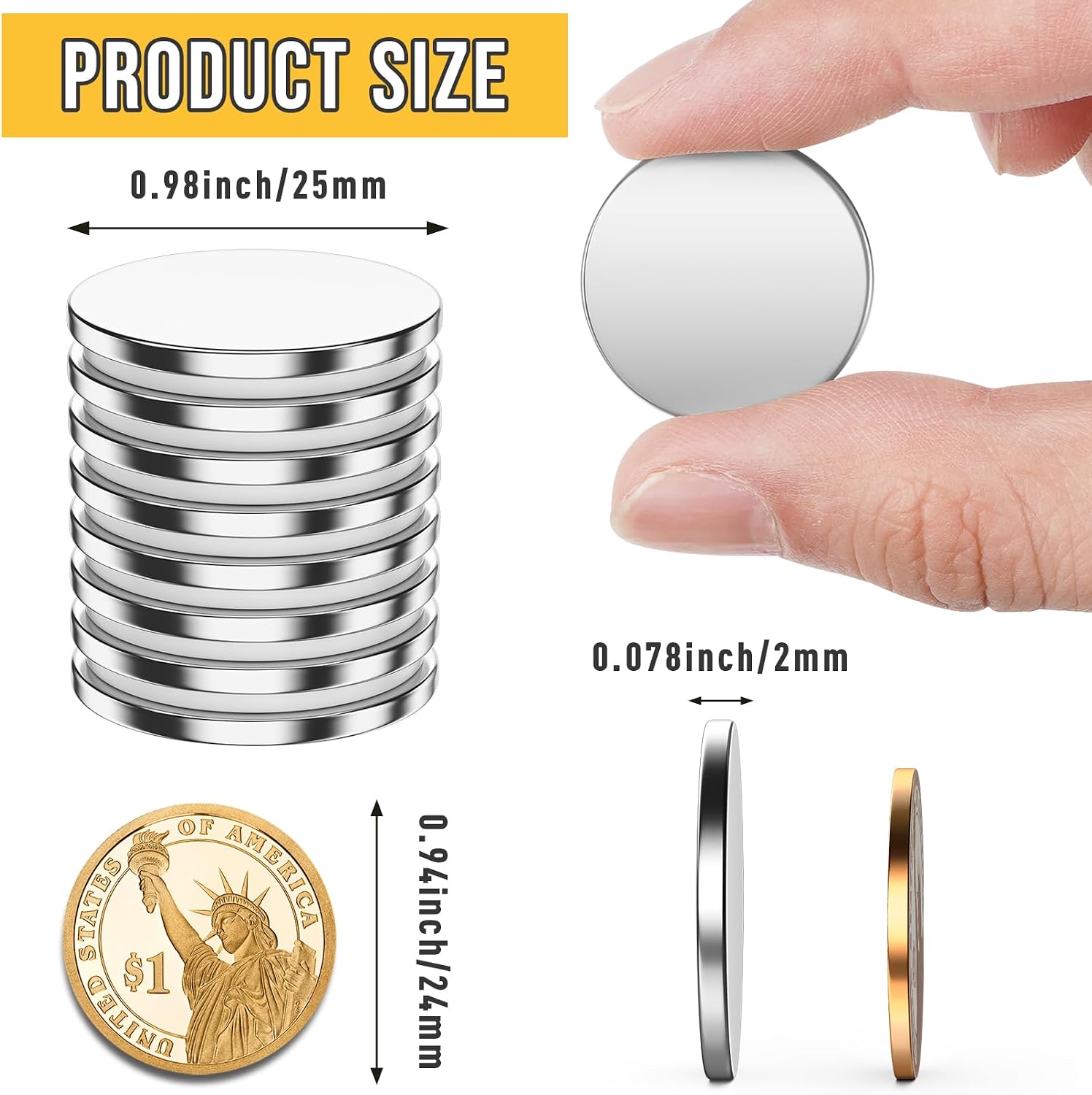 Detalle 2 de FINDMAG Strong Disc Magnets 0.98" x 0.08" 12 Pack