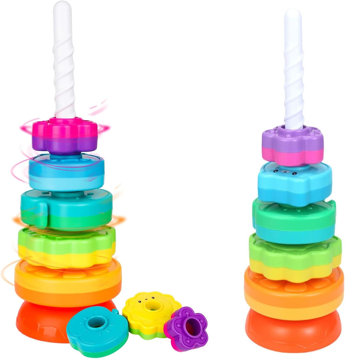 Kasebro stacking and spinning toy with 5 discs