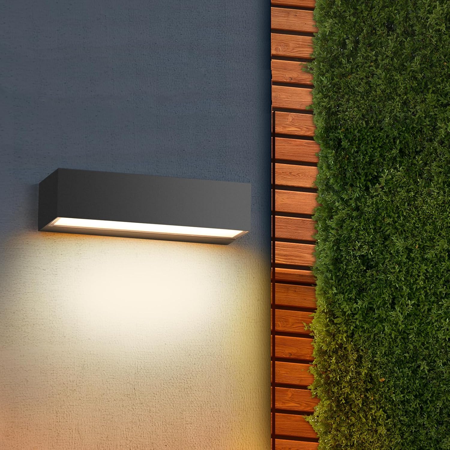 Thumbnail 1 de 2 Pack Applique da parete interno/esterno 30 cm 18W nero IP54 3000K bianco caldo