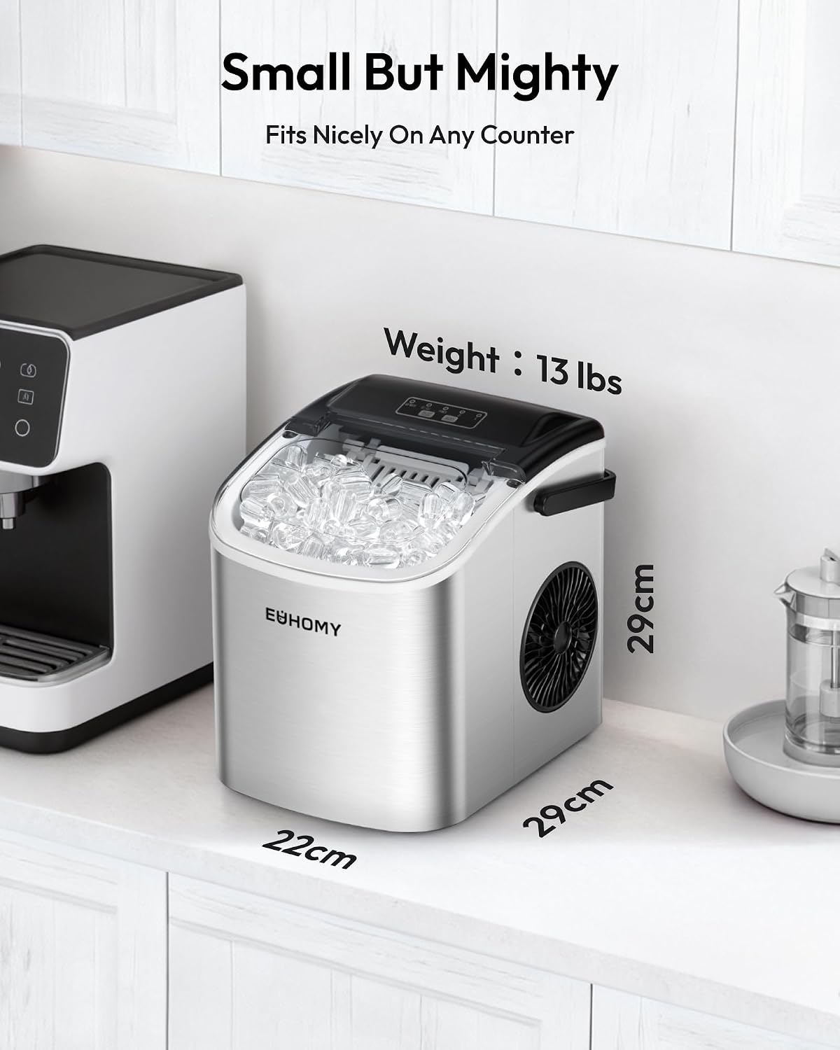 Thumbnail 6 de EUHOMY Countertop Ice Maker: Dual-Size Bullet Ice in 6 Minutes, Portable & Self-Cleaning