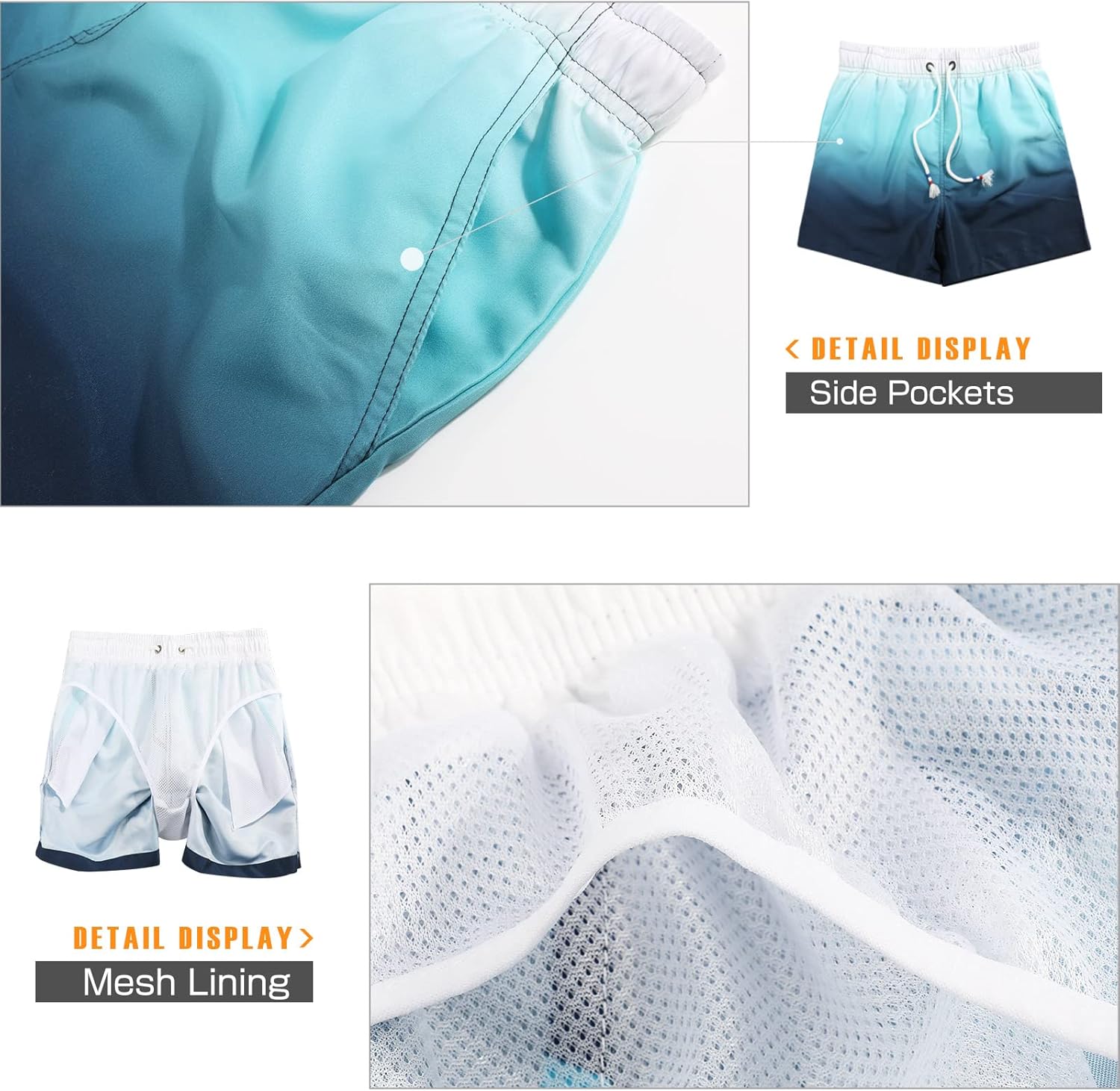 Thumbnail 4 de Danfiki Homme Shorts de Bain avec Poches et Serrage Réglable – Séchage Rapide