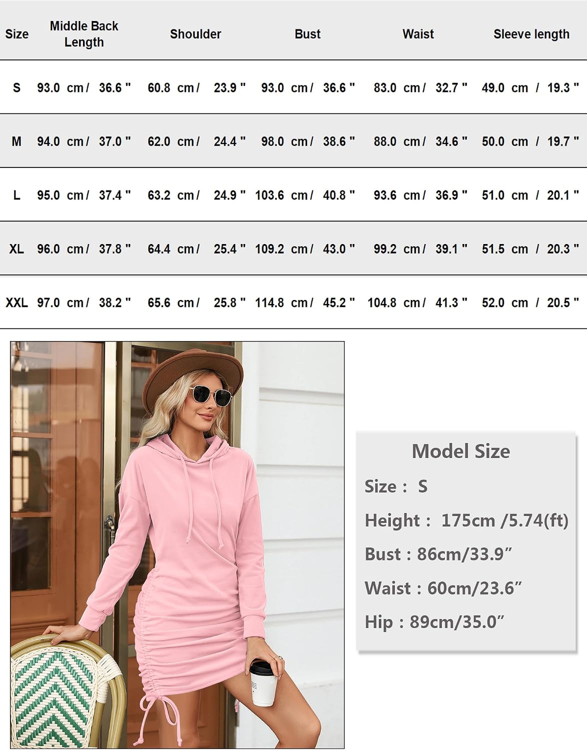 Detalle de Attori Robe Sweat Femme Longue à Capuche — Capuche smockée et chaleur automne-hiver
