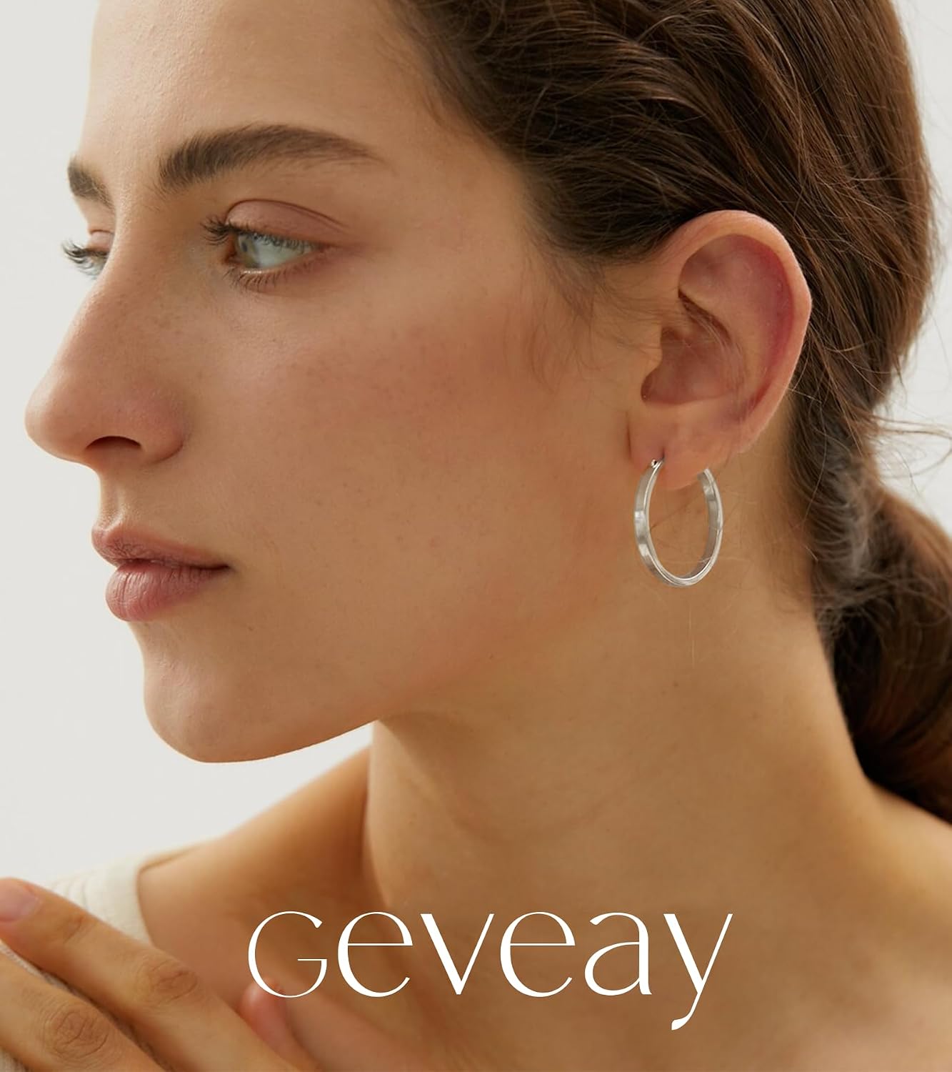 Detalle de Geveay 925 Sterling Silver Hoop Earrings