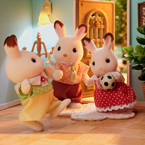 Detalle de Sylvanian Families - La famille Lapin Chocolat (Set 4 figurines) - Un classique articulé pour l’imaginaire des tout-petits