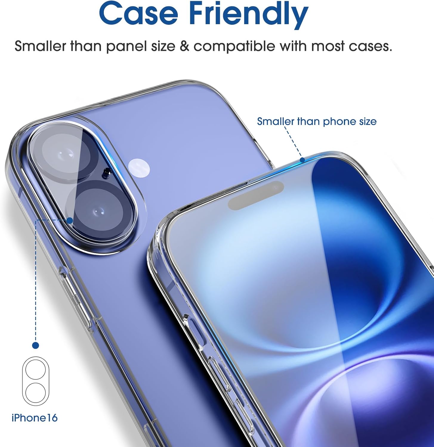Thumbnail 6 de amFilm OneTouch 2+2 Pack for iPhone 16 Plus 6.7" Screen Protector & Camera Lens Protector