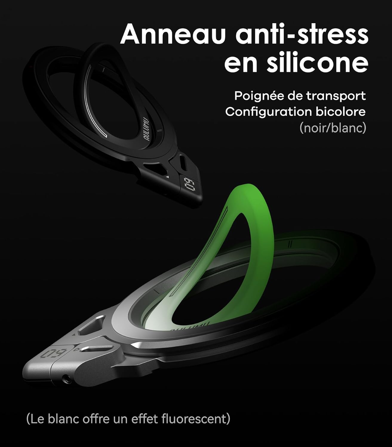 Thumbnail 5 de Aulumu G09 Anneau Téléphone Portable – Support Magnétique Double Face avec Rotation 360° pour MagSafe (Argent)