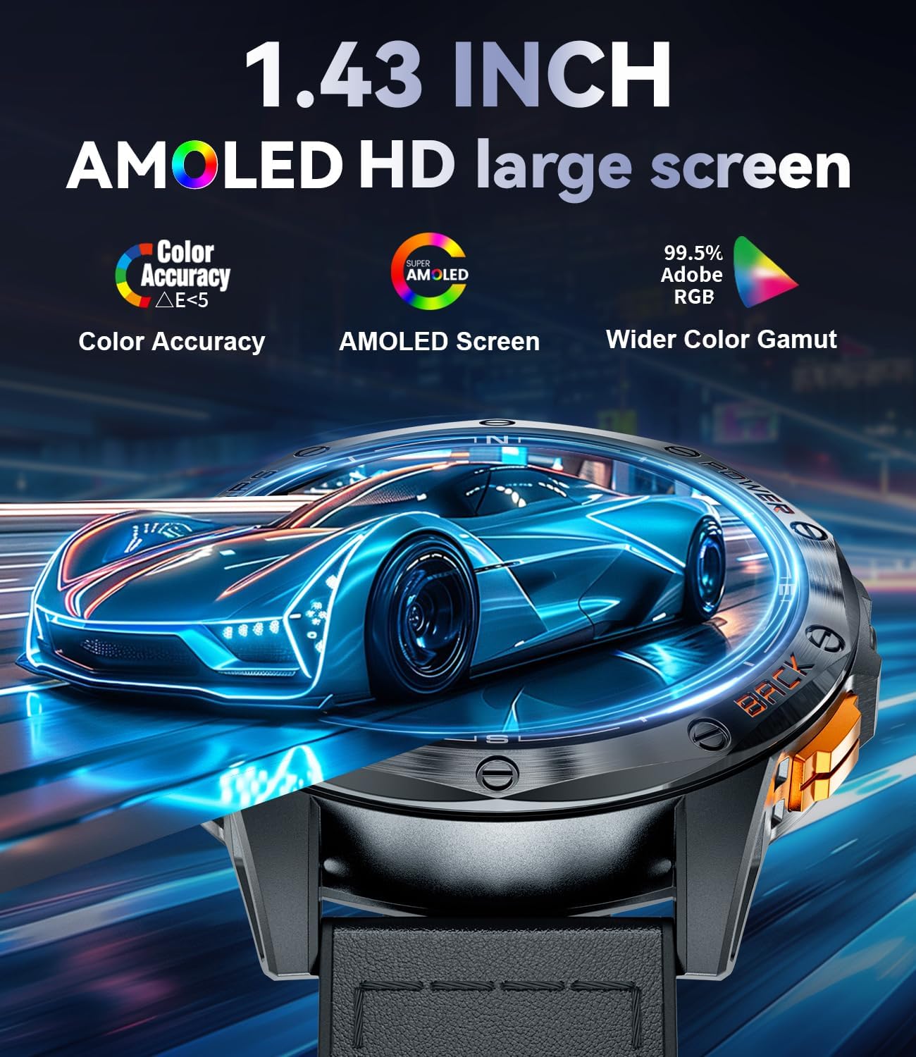 Detalle de LIGE DM1-K Military Smartwatch for Men with GPS, 170 Sports, 5ATM, and Bluetooth Calling