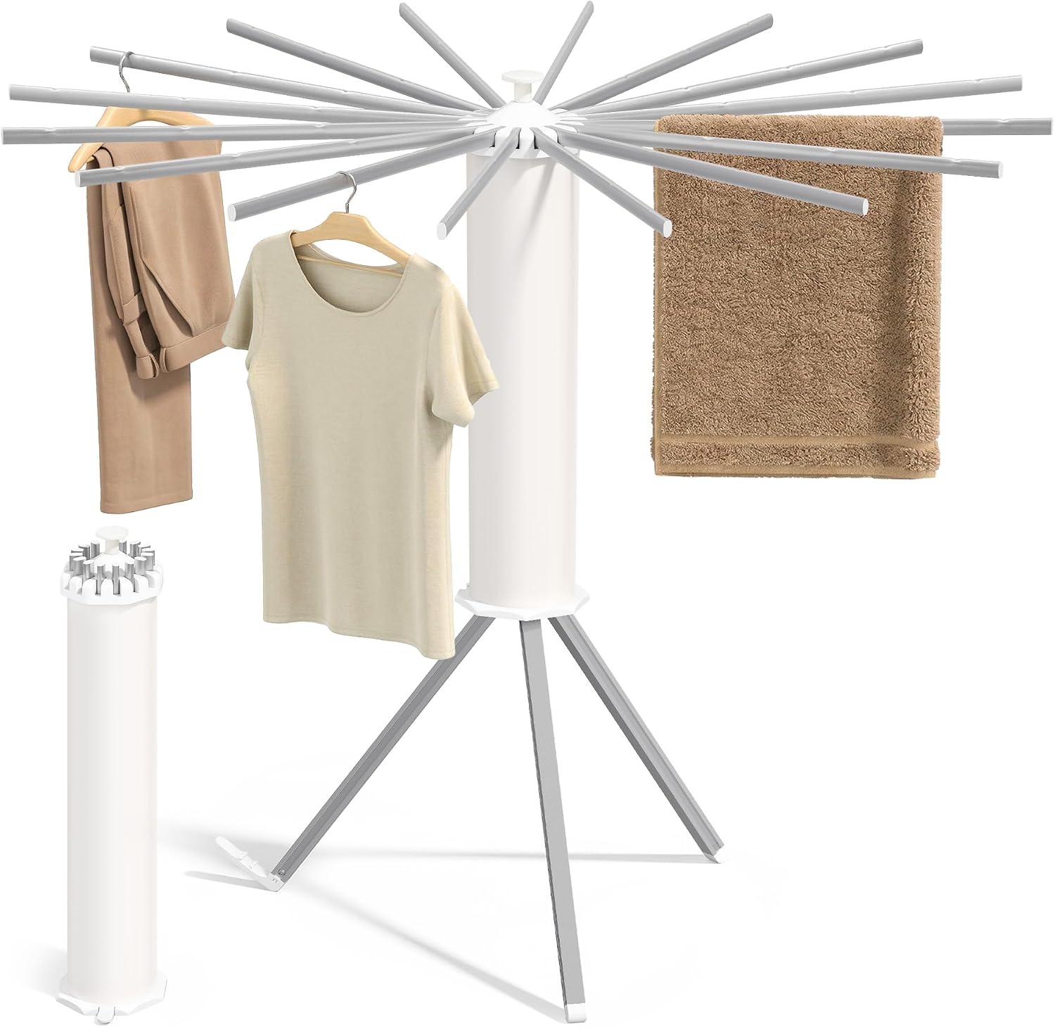 Detalle de SONGMICS ULLR531EW01 Foldable Clothes Drying Rack, 16 Arms, Rotatable