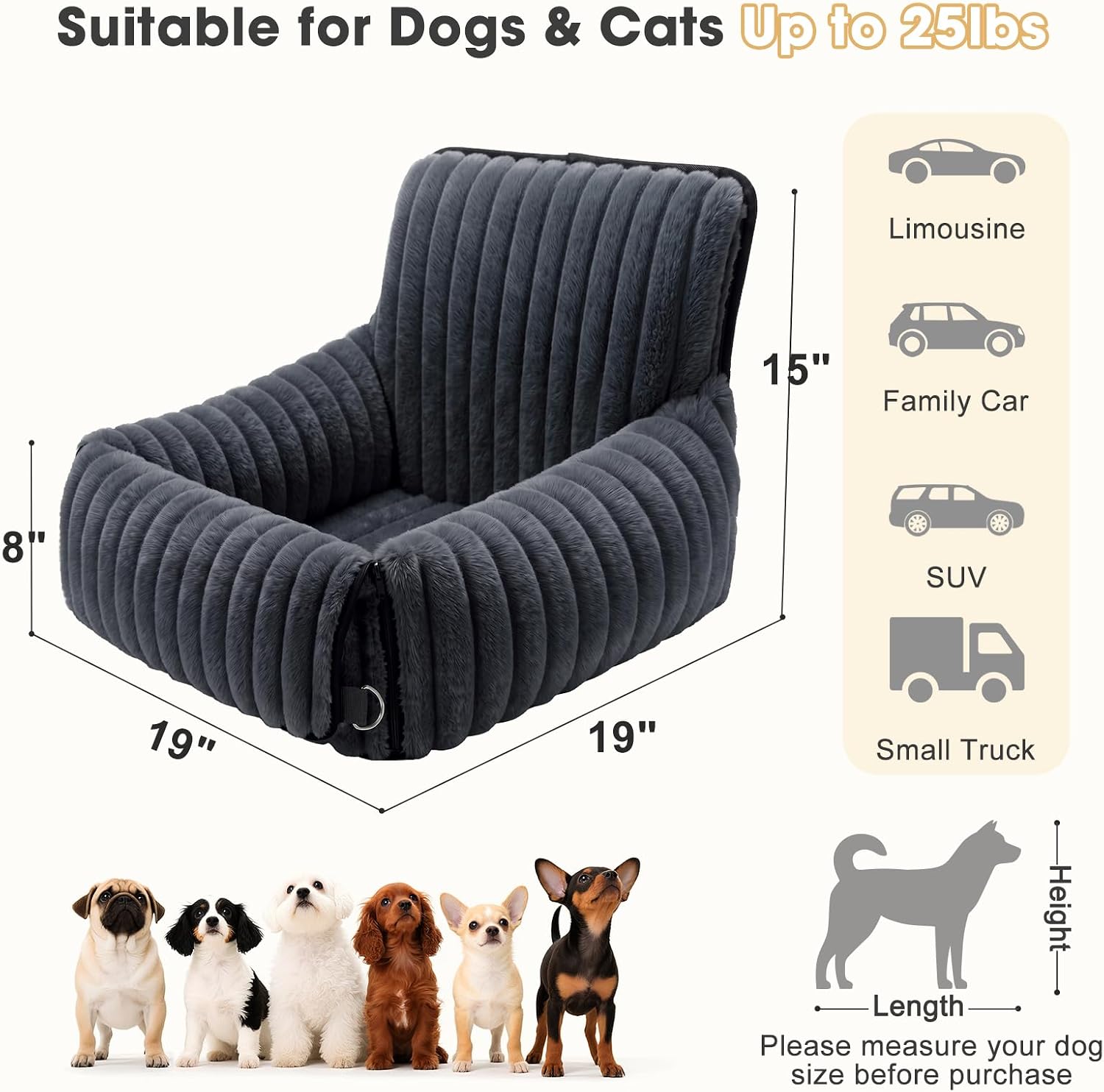 Thumbnail 6 de MIXJOY Dog Car Seat 20 cm booster for small dogs