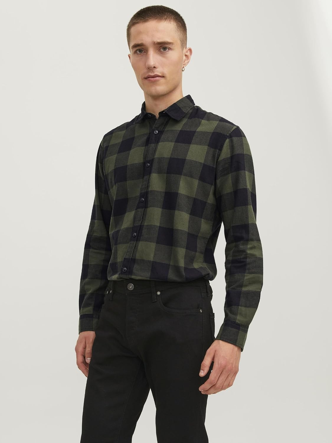 Detalle 2 de JACK & JONES Flanellhemd Slim Fit – Langarm, weiches Flanell und schmaler Schnitt