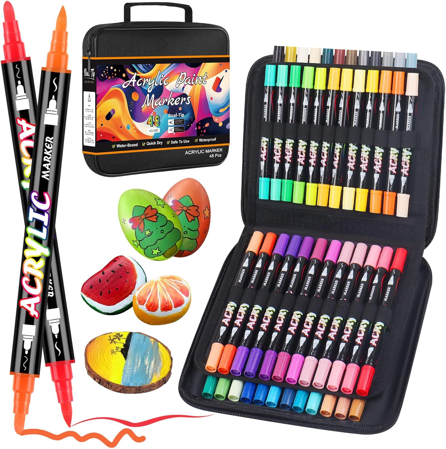 Thumbnail 5 de Sanyetral 60 Colors Acrylic Paint Pens: Versatile Dual-Tip Markers for Crafting