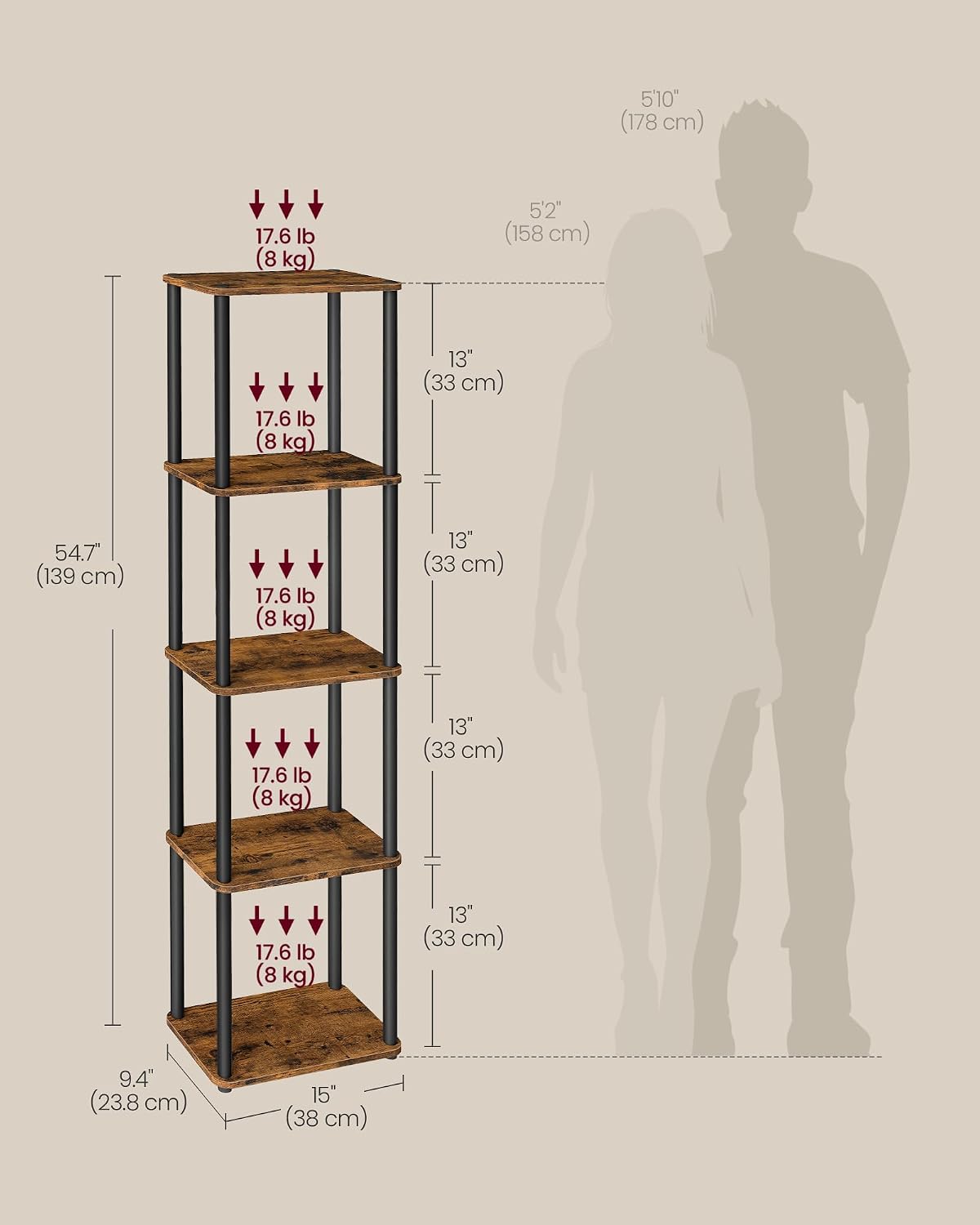 Detalle 2 de VASAGLE 5-Tier Storage Shelf