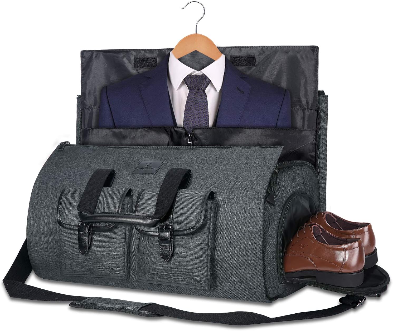 Detalle de UNIQUEBELLA Travel Suit Carrier Garment Duffel Bag: Large 45L with Shoe Compartment (Dark Grey)