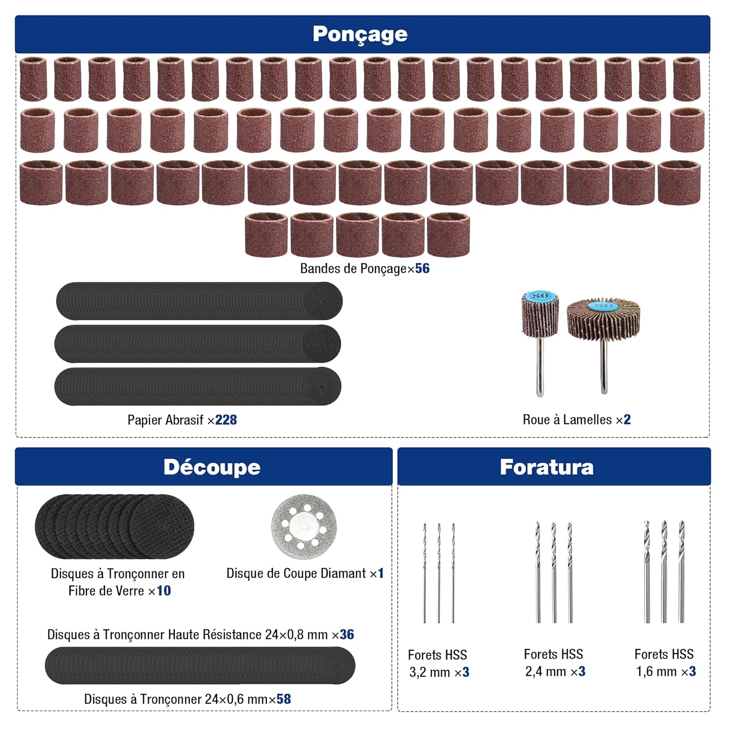 Detalle 2 de WORKPRO Coffret 476 accessoires pour outil rotatif