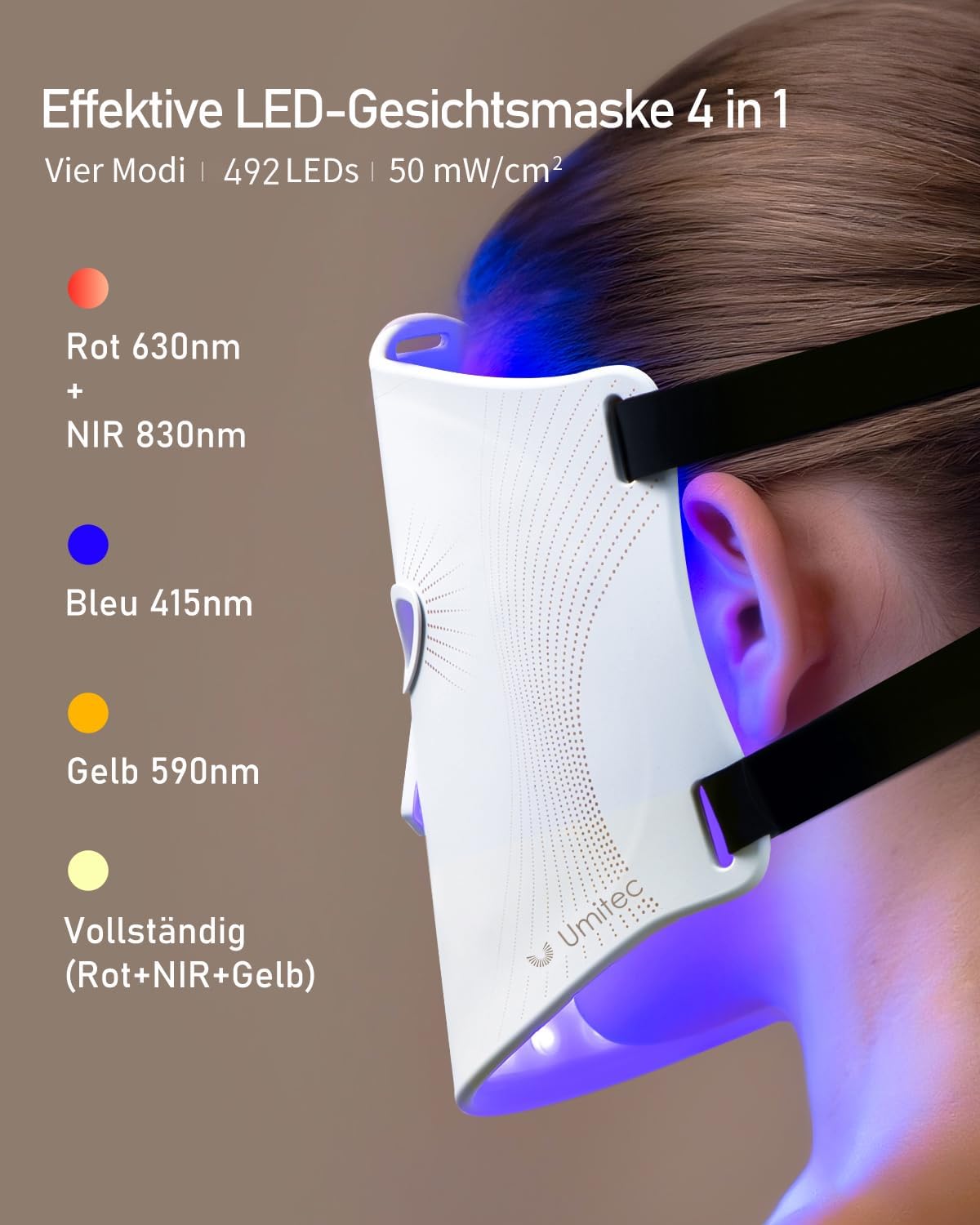 Thumbnail 1 de LED Gesichtsmaske mit Rotlicht 4 Modi