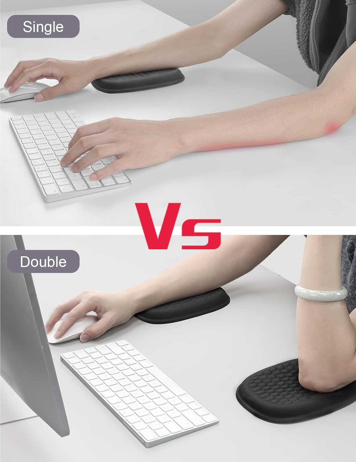 Thumbnail 2 de Vaydeer Wrist Rest Pad: Ergonomischer Ellbogenschützer mit Gel-/Memory-Foam-Armlehne (1 Paar) – Schwarz