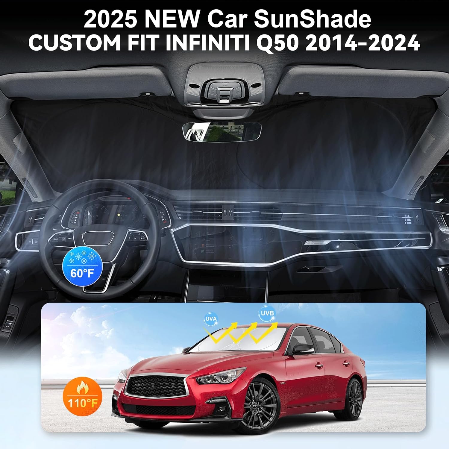 Thumbnail 3 de Custom-Fit Front Windshield Sunshade with Reflective 210T Cover