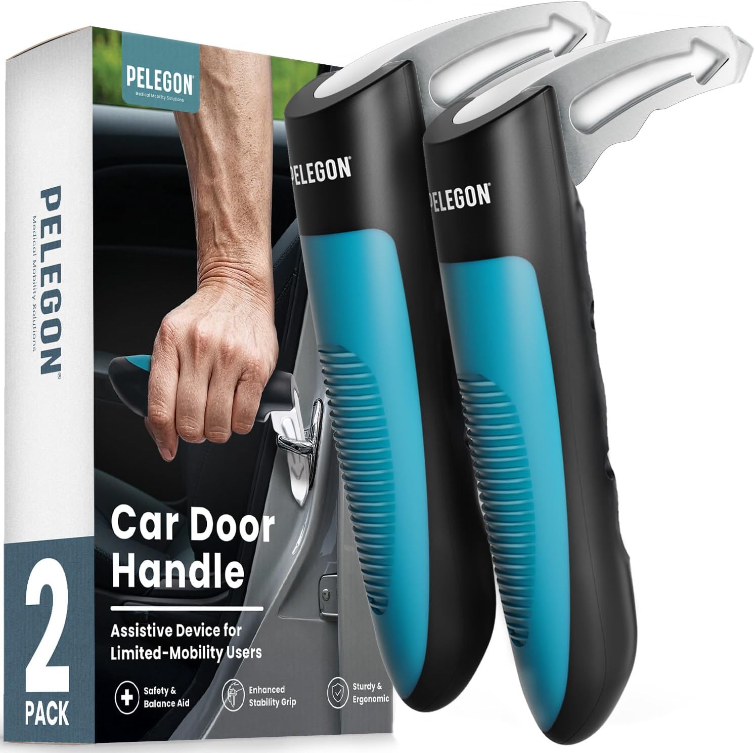Detalle de PELEGON Car Door Assist Handle, 2-Pack with Anti-Slip Grip and 300 lb Support