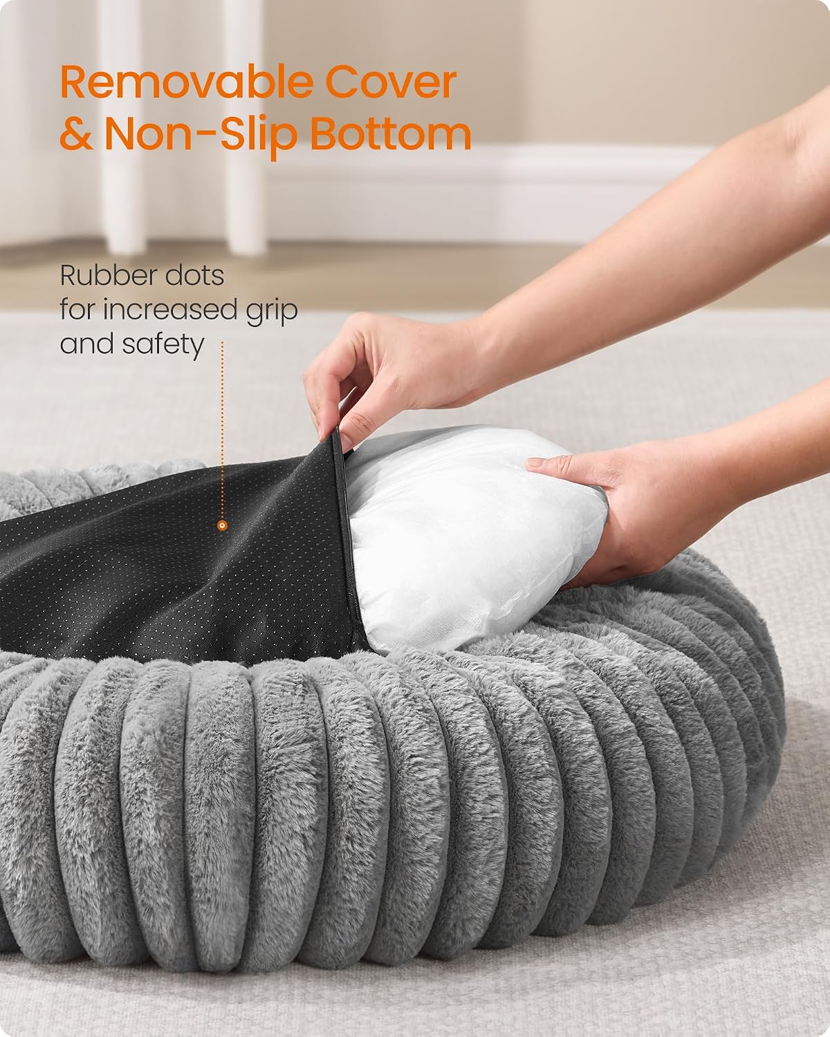 Detalle de Feandrea Dog Bed Large — Soft, non-slip doughnut bed for medium dogs (80 cm) with washable cover