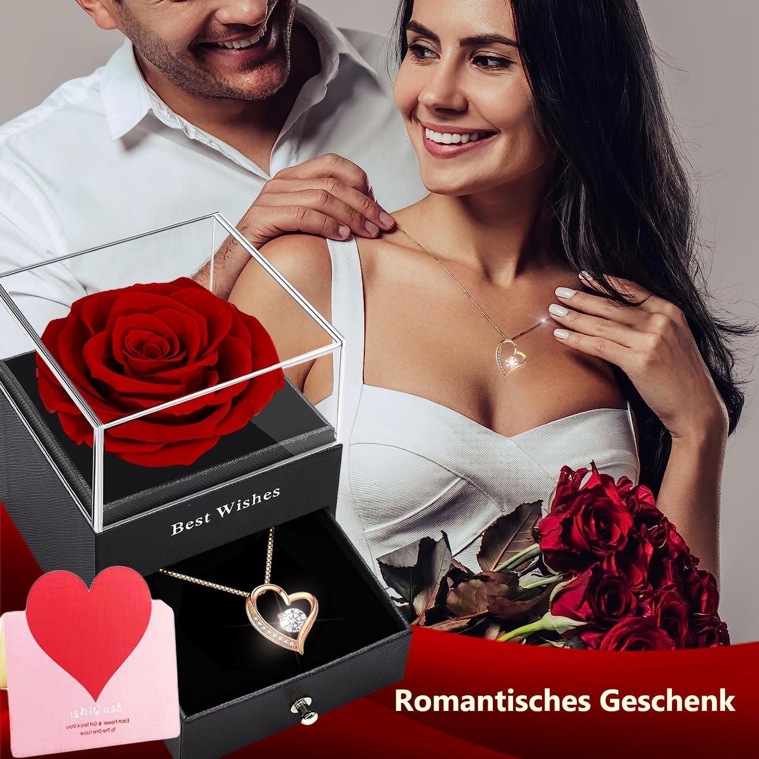 Detalle 2 de Ewige Rose Geschenkbox Rote 3–5 Jahre 🌹