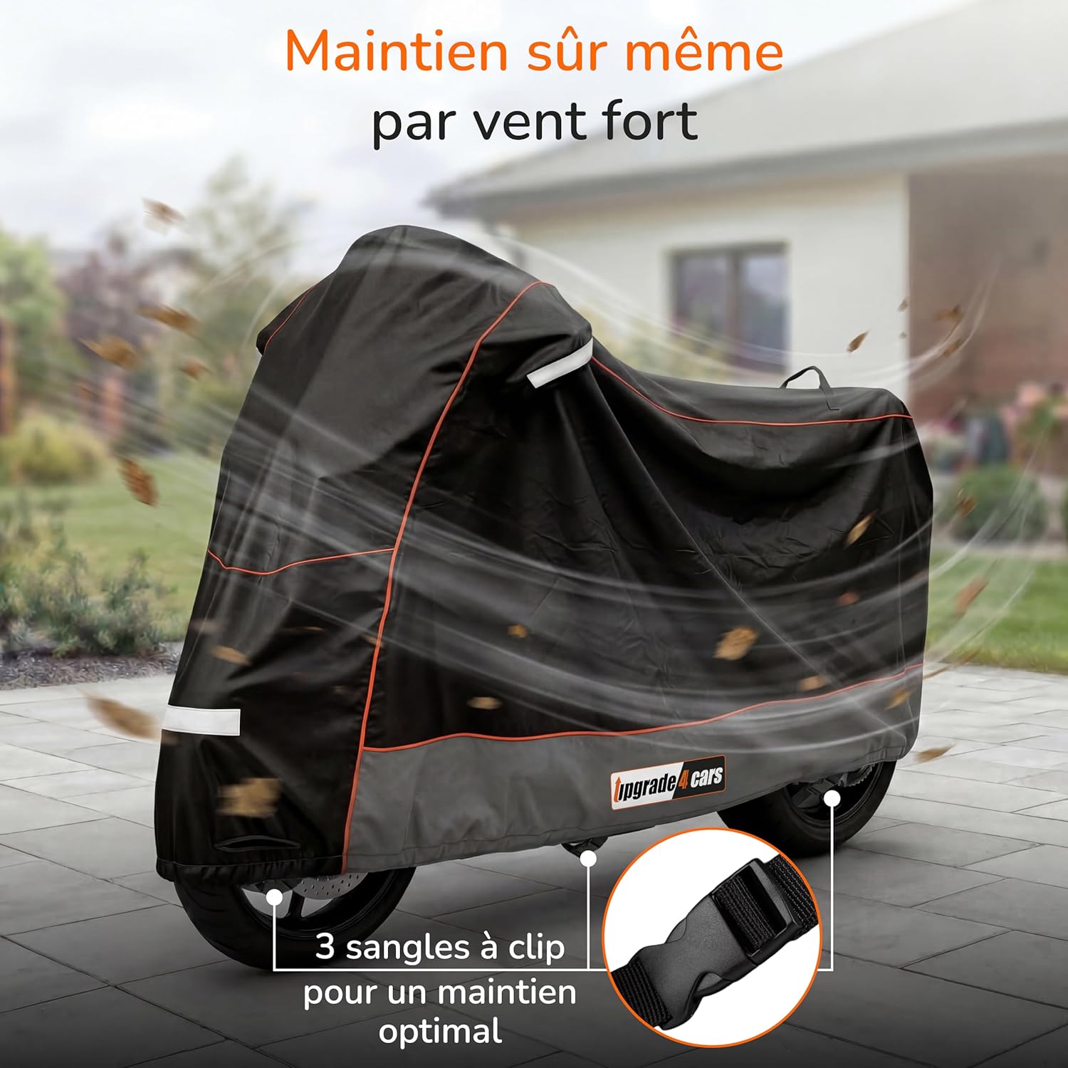 Thumbnail 4 de Upgrade4cars Housse Moto Extérieur 210D imperméable avec fermeture à cadenas (taille XL 275×105×125 cm)